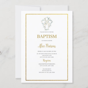 invitation au baptême de rose blanche