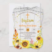 Invitation au baptême de tournesol Bûcher en bois  (Devant)