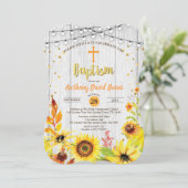 Invitation au baptême de tournesol Bûcher en bois  (Debout devant)