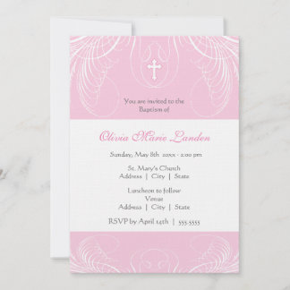 Invitation au baptême d'élégante petite fille