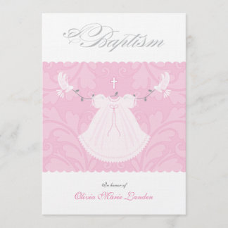 Invitation au baptême d'élégante petite fille