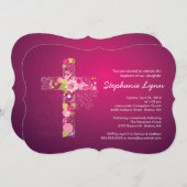 Invitation au baptême des filles de la Croix rose (Devant / Derrière)