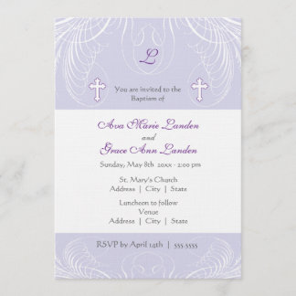 Invitation au baptême des filles jumelles Monogram