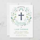 Invitation au baptême du garçon avec croix, Person (Devant)