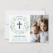 Invitation au baptême du garçon - Carte photo pers (Devant)