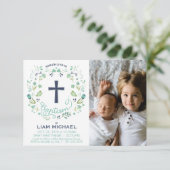 Invitation au baptême du garçon - Carte photo pers (Debout devant)