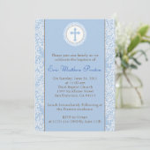 Invitation au baptême et au baptême bleu et Brown (Debout devant)