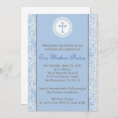 Invitation au baptême et au baptême bleu et Brown (Devant / Derrière)
