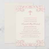 Invitation au baptême et au baptême croisé rose (Devant / Derrière)