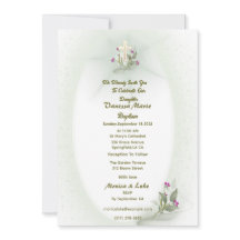 Invitation au baptême fleuri vert&blanc