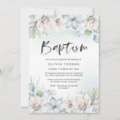 Invitation au baptême | fleurs d'hiver bleues (Devant)