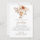 Invitation au baptême Floral Boho espagnol (Devant)