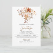 Invitation au baptême Floral Boho espagnol (Debout devant)