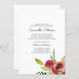 Invitation au baptême floral d'aquarelle