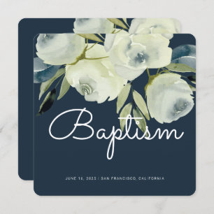Invitation au baptême floral d'aquarelle moderne