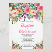 Invitation au baptême floral, dévouement aquarelle (Devant / Derrière)