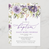 Invitation au baptême floral pourpre (Devant / Derrière)