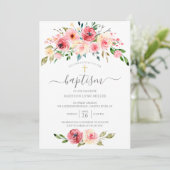 Invitation au baptême floral Rose de Springtime Pe (Debout devant)