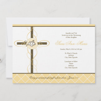 Invitation au baptême jaune neutre