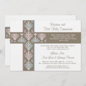 Invitation au baptême jumeau et à la première comm (Devant / Derrière)