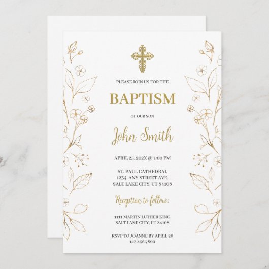 Invitation au baptême minimaliste (Devant / Derrière)