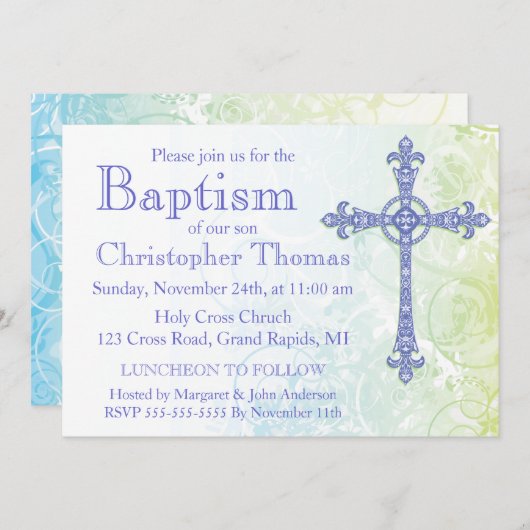 Invitation au baptême moderne (Devant / Derrière)