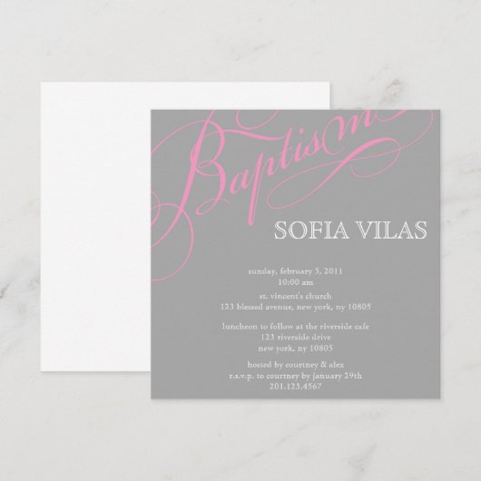 Invitation au baptême moderne (Devant / Derrière)