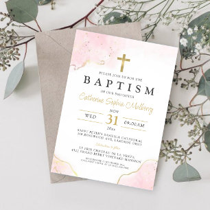 Invitation au baptême moderne Christening Girl