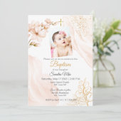 Invitation au baptême neutre en or (Debout devant)