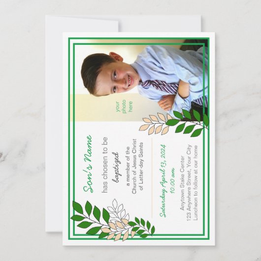 Invitation au baptême pour garçon de 8 ans (Devant)