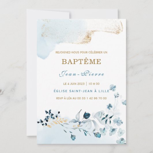 Invitation au baptême pour un garçon (Devant)