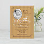 Invitation au baptême rayé (Citrouille) (Debout devant)