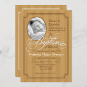 Invitation au baptême rayé (Citrouille) (Devant / Derrière)