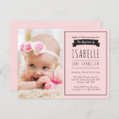 Invitation au baptême rose, Baptême (Devant / Derrière)