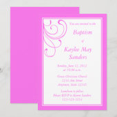 Invitation au baptême rose personnalisée ou autre (Devant / Derrière)