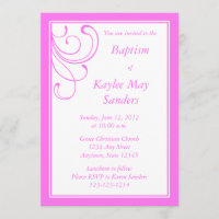 Invitation au baptême rose personnalisée ou autre