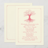 Invitation au baptême rose profondément enraciné (Devant / Derrière)