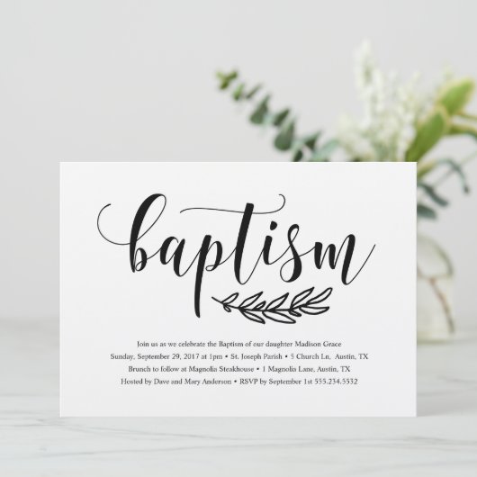 Invitation au baptême rustique (Debout devant)