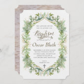 Invitation au baptême vert d'hiver (Devant / Derrière)