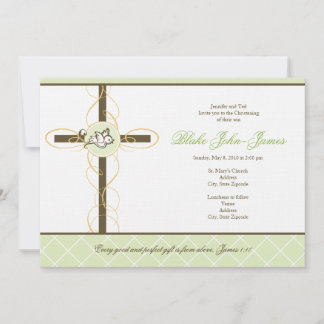 Invitation au baptême vert neutre
