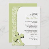 Invitation au baptême vert neutre (Devant / Derrière)