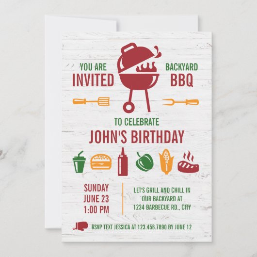 Invitation au barbecue d'anniversaire (Devant)