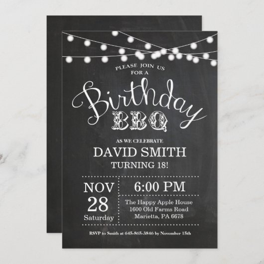 Invitation au barbecue d'anniversaire 18e tableau  (Devant / Derrière)