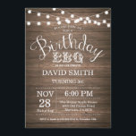 Invitation au barbecue d'anniversaire Rustic 30th<br><div class="desc">Invitation au barbecue d'anniversaire. Rustic 30th Birthday Invitation Arrière - plan de bois avec lampes à cordes. 13e 15e 16e 18e 20e 21e 30e 40e 50e 60e 70e 80e 90e 100e, n'importe quel âge. Anniversaire adulte. Fête d'anniversaire de femme ou d'homme. Pour plus de personnalisation, cliquez sur le bouton "Customiser"...</div>