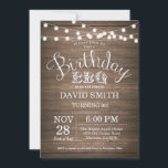 Invitation au barbecue d'anniversaire Rustic 90th<br><div class="desc">Invitation au barbecue d'anniversaire. Rustic 90th Birthday Invitation Arrière - plan de bois avec lampes à cordes. 13e 15e 16e 18e 20e 21e 30e 40e 50e 60e 70e 80e 90e 100e, n'importe quel âge. Anniversaire adulte. Fête d'anniversaire de femme ou d'homme. Pour plus de personnalisation, cliquez sur le bouton "Customiser"...</div>