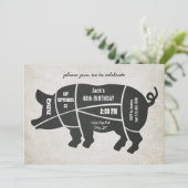 Invitation au barbecue d'anniversaire vintage (Debout devant)