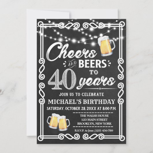 Invitation au barbecue de Chalk pour 40 ans (Devant)