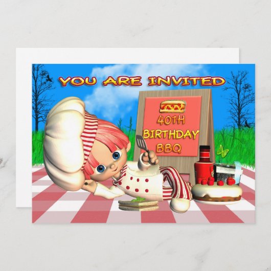 Invitation au barbecue du 40e anniversaire (Devant / Derrière)