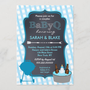 Invitation au barbecue du Baby shower Blue Couples