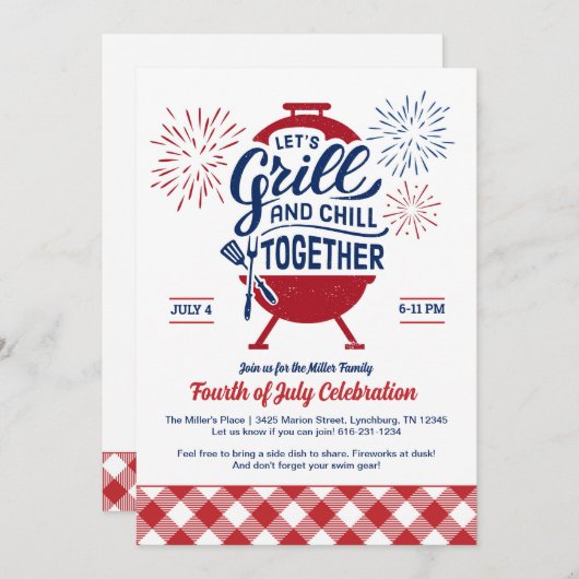 Invitation au barbecue du Memorial Day Grill and C (Devant / Derrière)